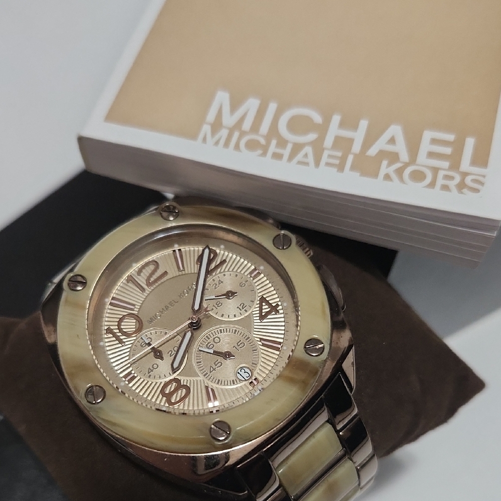 Michael Kors Gold-Tone Chronograph Watch with Champagne Dial